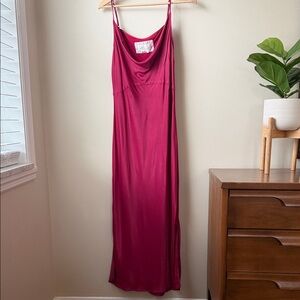Anthropologie Magenta Cowl Neck Slip Dress